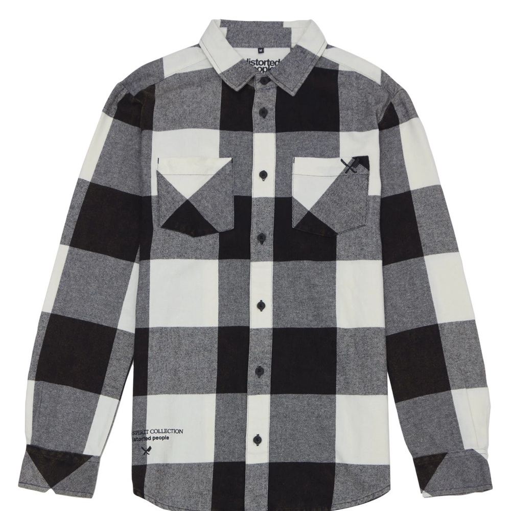 Stylish Black and White Plaid Men's Shirt